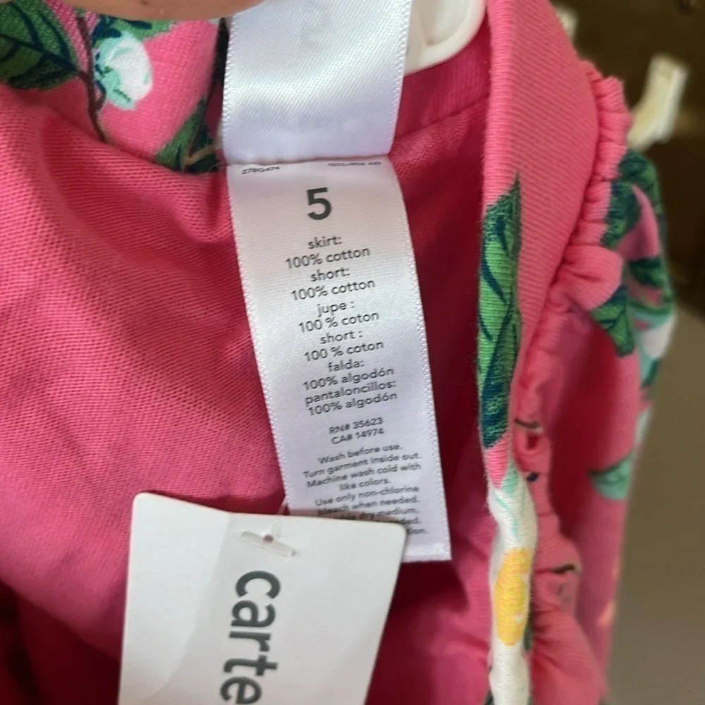 Brand New Disney Blue Minnie Mouse Shirt & Carter’s Pink Floral Skort Skirt